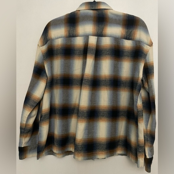 Madewell Size L Flannel Westlake Shirt in Allen Plaid in Haze Plaid Wispy Cloud - Picture 3 of 8